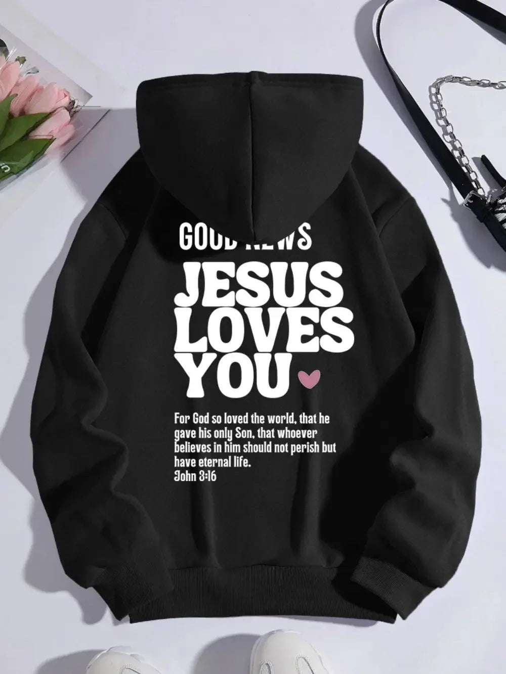 Good news! Jesus loves you casual and fashionable streetwear Hoodies for  women in autumn and winter