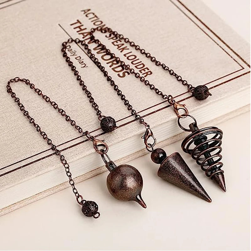 Silver Color Copper Metal Pendulum for Dowsing Divination Energy Reiki Healing Pointed Meditation Witch Spiritual Pendulos X092