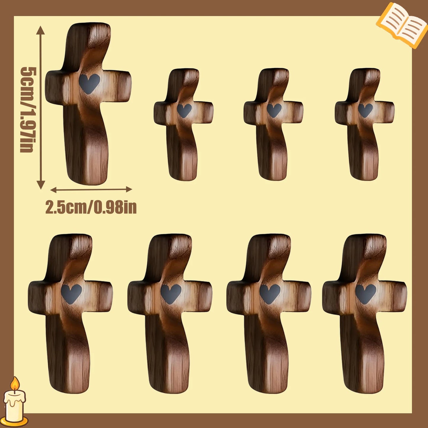 20-100Pcs Wooden Cross Fidget with Organza Bags Prayer Cross for Hand Handmade Pocket Wood Crosses Christian Encouragement Gift
