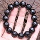 Authentic Natural Ebony Tibetan Six-Character Mantra Tibetan Prayer Wheel Bracelet 15mm Unisex Bracelet