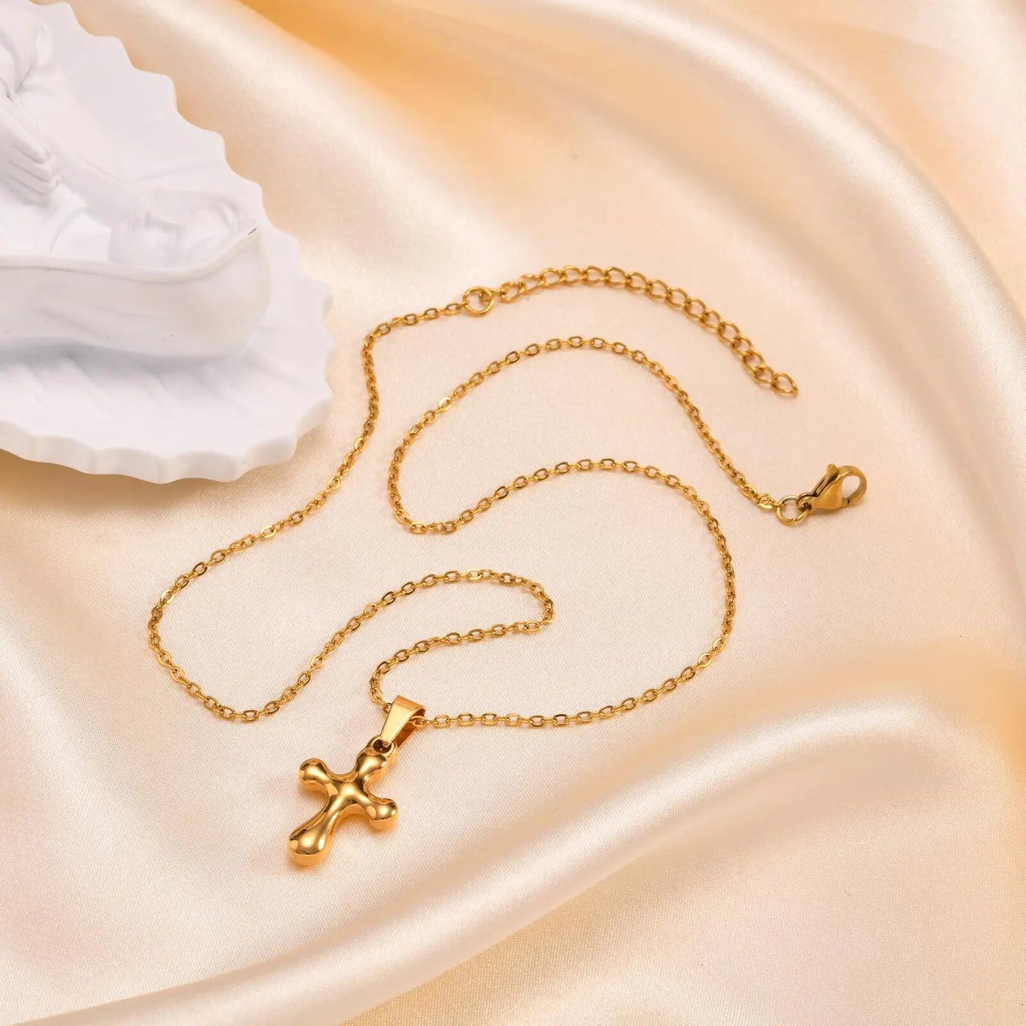 Vnox Stylish Stainless Steel Creative Cross Necklace, Classic Religious Women's Zircon Pendant, Fashion Jewelry Accessories