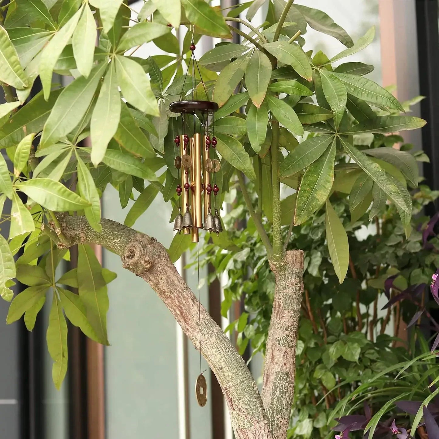 Lucky Wealth Attracting Bronze Wind Chimes Real Wood Metal Ancient Copper Home Decorative Courtyard Decor Cross-Border Sales