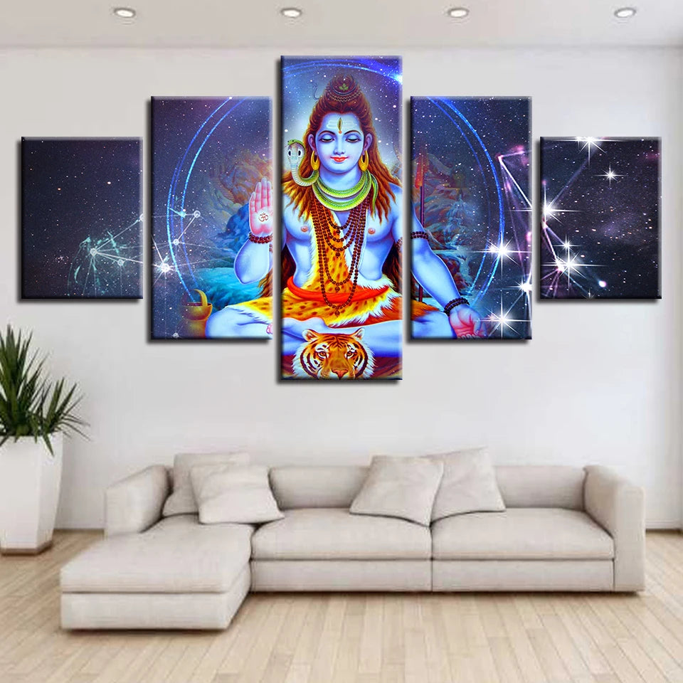 5 Pieces Hindu God Lord Shiva And Constellation Scenery Canvas Painting Posters and Prints Wall Art Pictures Home Decor No Frame