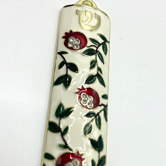 Hand Painted Mezuzah Case Pomegranate Tree Design Jewish Mezuzah Cover with Scroll Home Blessing Present Gift for Festival