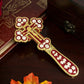 HTISOK Orthodox Blessing Handheld Church Cross Gold Plated Colorful Enamel Jesus icon Cross INRI Crucifix Single Face Jesus