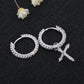 925 Sterling Silver Cross Pendant Asymmetric Hoop Earrings For Women Men Simple Personality New Trend Jewelry Wholesale