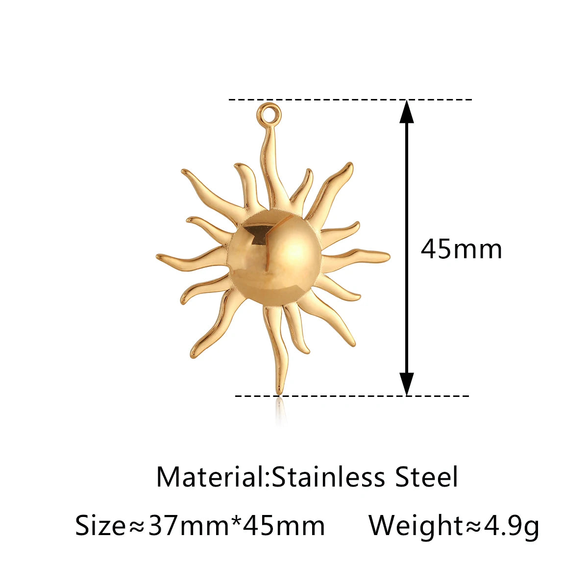 3Pcs Large Casting Vortex Face Sun Charms Stainless Steel Heart Celestial Pendants Fashion Jewelry Making DIY Bracelets Necklace