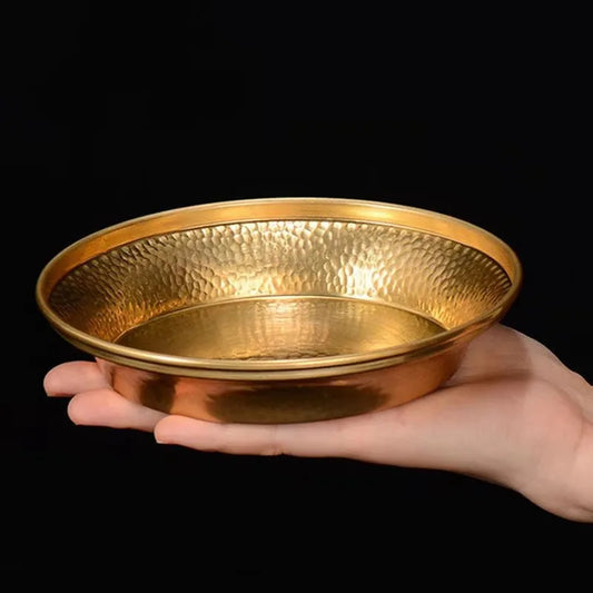 Buddhism Copper Manza Plate,Auspicious Tibetan Brass Tantra Dish Worship For Buddha Tray Desktop Home Gift Decorative,1Pcs,15 cm