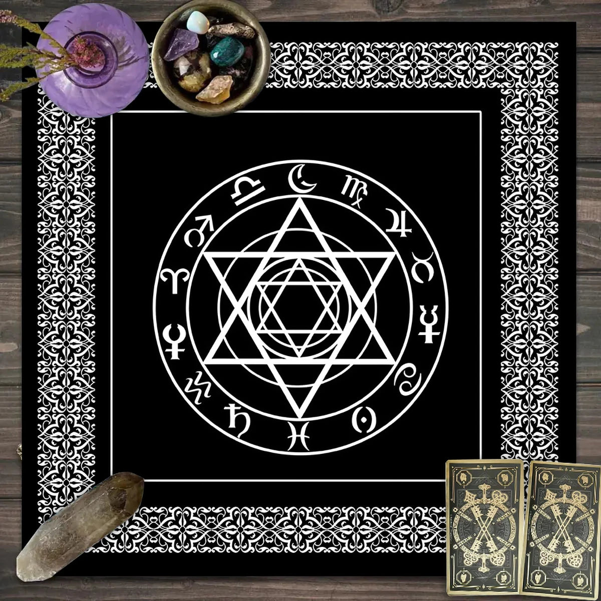 1pc Tarot card tablecloth, mysterious rune astrology altar cloth, witchcraft cabin decoration tablecloth, card game tablecloth