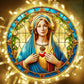 Virgin Mary Suncatcher - Round Acrylic Wall Art, Stained Style Hanging Decor, Ideal for Living Room, Bedroom,Perfect Family Gift