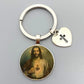 Jesus Sacred Heart Keychain Virgin Mary Glass Dome Key chain Catholic Men's and Women's Jewelry Gifts