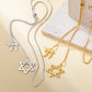 Dawapara Star of David and Jewish Hebrew Chai Pendant Long Necklace Sweater Chain Hexagram Judaism Stainless Steel Jewelry