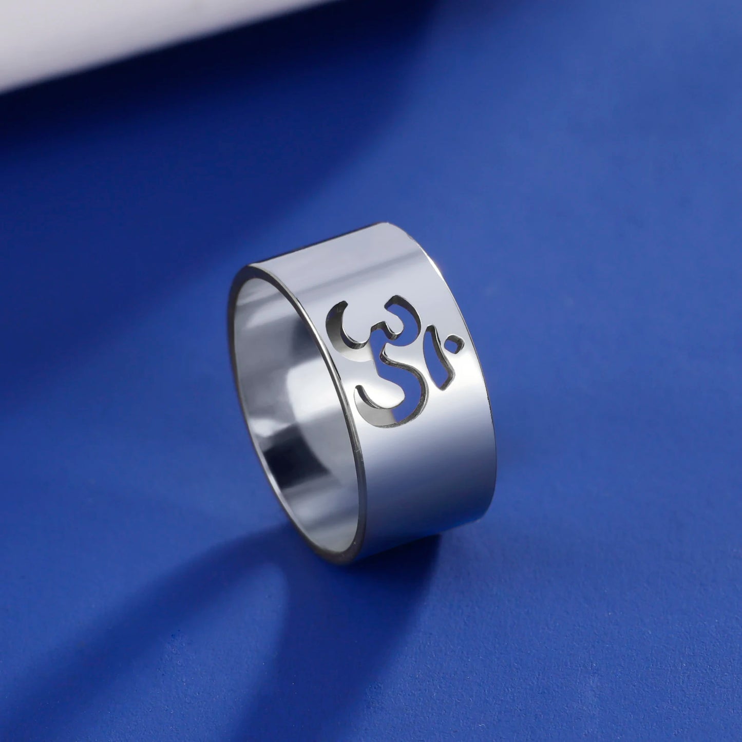LIKGREAT Buddhism Indian Yoga Om Symbol Rings for Women Stainless Steel Supernatural Religious Talisman Amulet Jewelry Gifts New