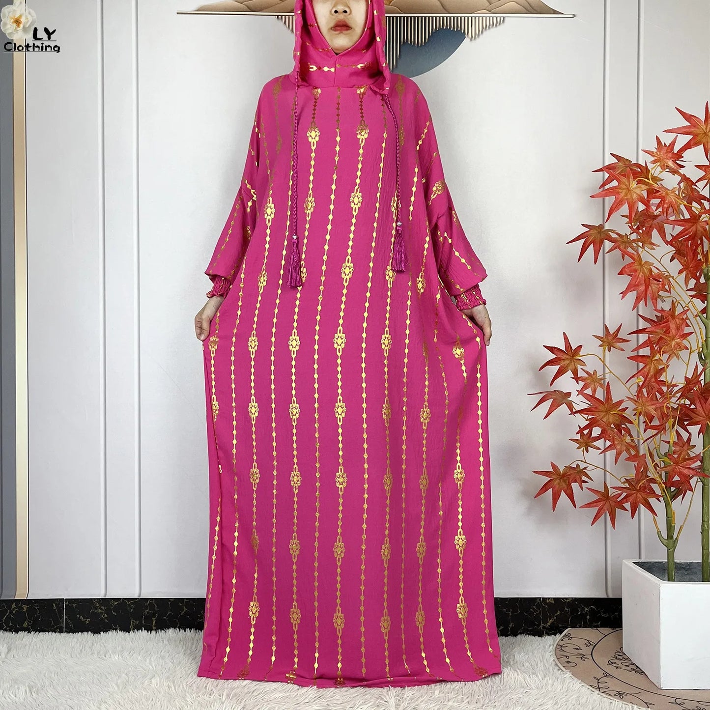 New Long Sleeves Two-Hat Abaya Loose Muslim Ramadan For Women Prayer Clothes Dubai Turkey Islam Dress African Kaftan Women Dress