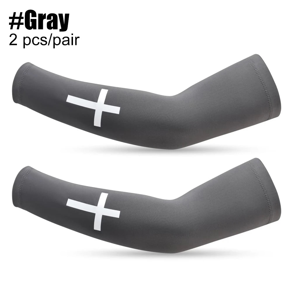 1Pair Cross UV Cooling Arm Sleeve Christian Compression Arm Sleeve Youth Football Baseball Volleyball Sports Cycling Working