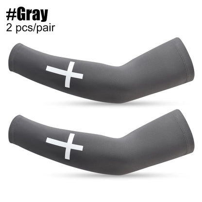 1Pair Cross UV Cooling Arm Sleeve Christian Compression Arm Sleeve Youth Football Baseball Volleyball Sports Cycling Working