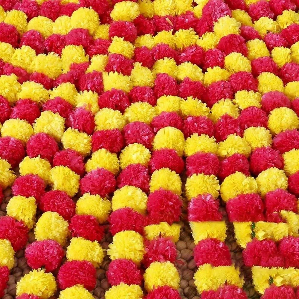 Long Strands Artificial Marigold Garland Pooja Diwali Fiesta Indian Décor Pooja Marigold Flowers Pooja Wedding Events Decor