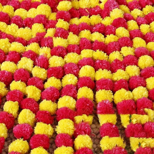Long Strands Artificial Marigold Garland Pooja Diwali Fiesta Indian Décor Pooja Marigold Flowers Pooja Wedding Events Decor