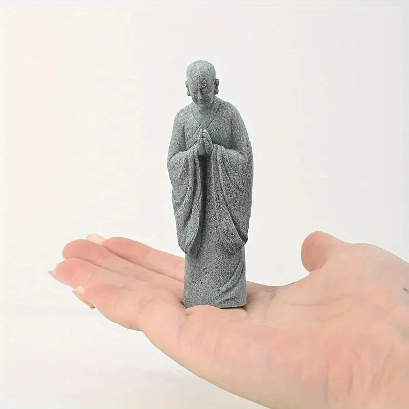 〔White〕Wishing Monk Buddhist Micro Landscape Stone Fish Tank Moss Landscaping Zen Oriental Aesthetics Garden Ornaments