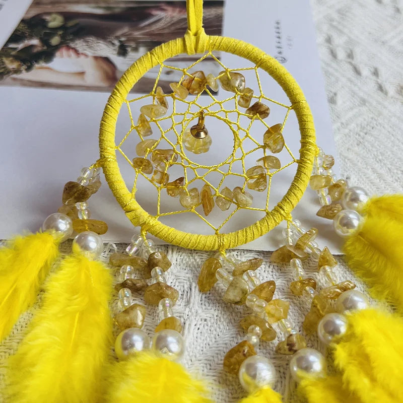 Car Interior Backpack Pendant Dream Catcher Crystal Stone Exquisite Interior Pendant Feather Dream Catcher Wind Chimes