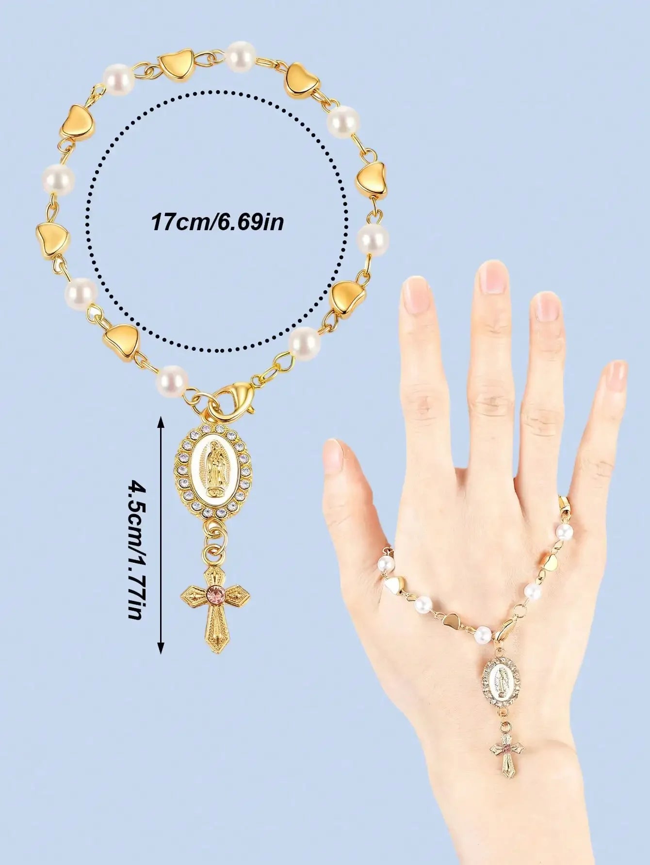 1PC Religious Rosary Car Hanging Ornament – Can Be Used as Decoration for Rearview Mirror or Steering Wheel