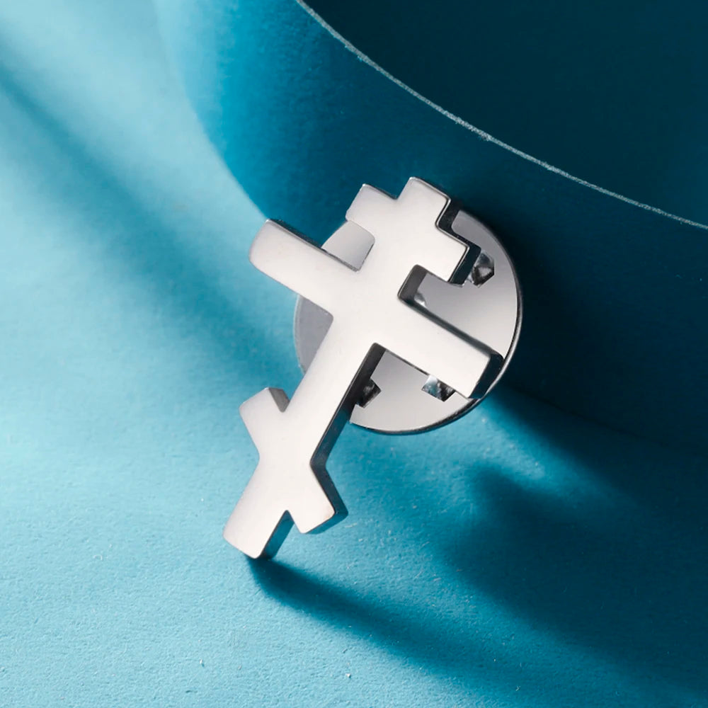 Dawapara Stainless Steel Orthodox Cross Women's Brooches Lapel Pin Religious Christian New Year Gift Minimalism Jewelry