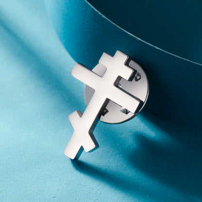 Dawapara Stainless Steel Orthodox Cross Women's Brooches Lapel Pin Religious Christian New Year Gift Minimalism Jewelry