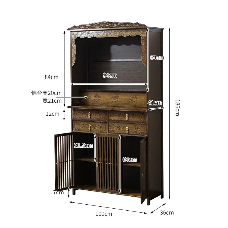 G1   Buddhist shrine stand cabinet, God of Wealth cabinet, household Buddha statue, Guan Gong Bodhisattva worship altar cabinet