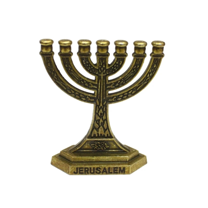 12 Tribes of Israel Menorah Jewish 7 Branch  Holder Jerusalem Temple Candlestick Religious Candelabra for Church 87HA