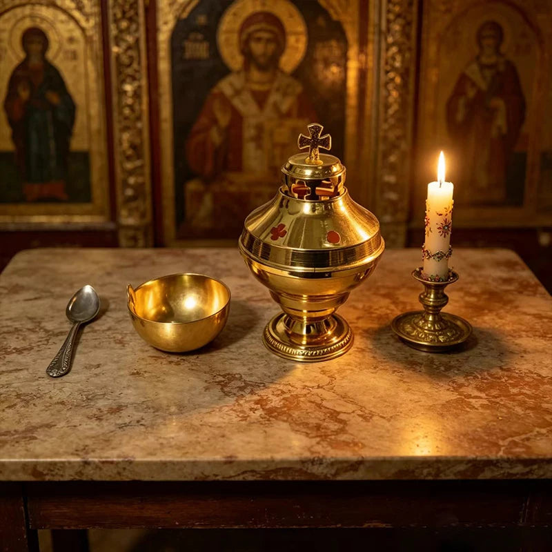 New Gold Plated Holy Communion Chalice Set with Cross Lid for Church Eucharist Liturgy Christian Altar Religious Worship Vessel
