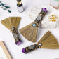 Mini Crystal Witch Broomstick - Wicca Ritual Broom for Altar Decor, Halloween Supplies, Pagan Amulet, Magic Spell Tools (Handmad