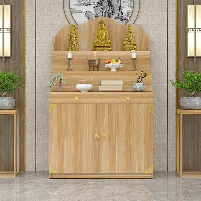 A  New Chinese Household Altar Incense Burner Table Economical Altar Three-Layer Heightening Buddha Shrine feng shui