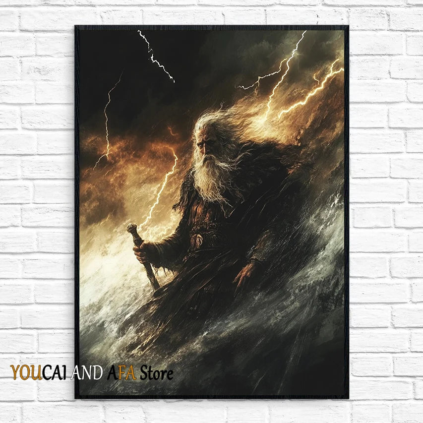 King Arthur and Excalibur Sword in The Stone Sikh Kirpan Sword Excalibur Hilt Poster Canvas Painting Wall Pictures Home Decor