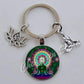 Indian Buddha Meditation 7 Chakra Mandala Psychedelic Yoga Glass Cabochon Keychain Ornament