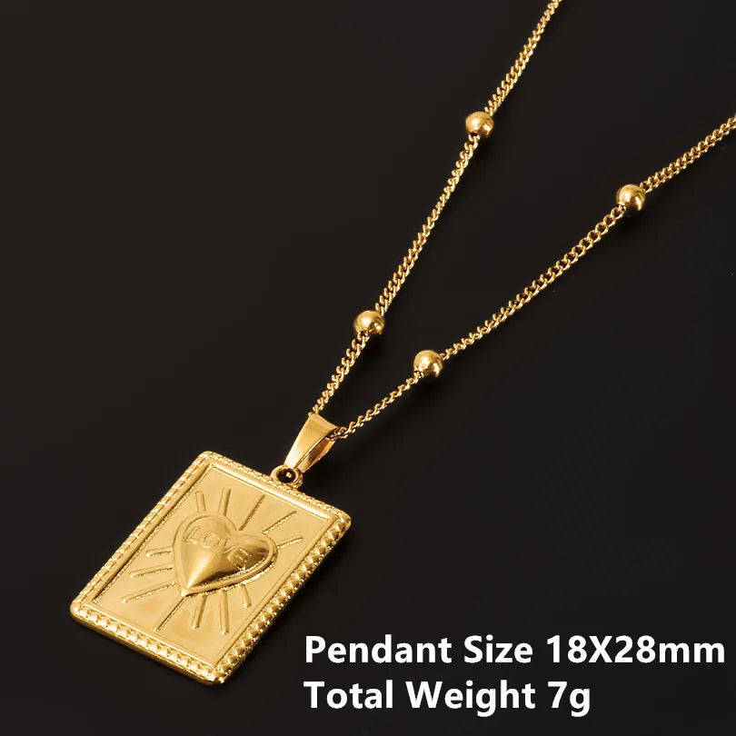 1Pc Religious Christian Catholic Sacred Heart Pendant Necklaces Stanless Steel Gothic Moth Textured Love Collares Jewelry