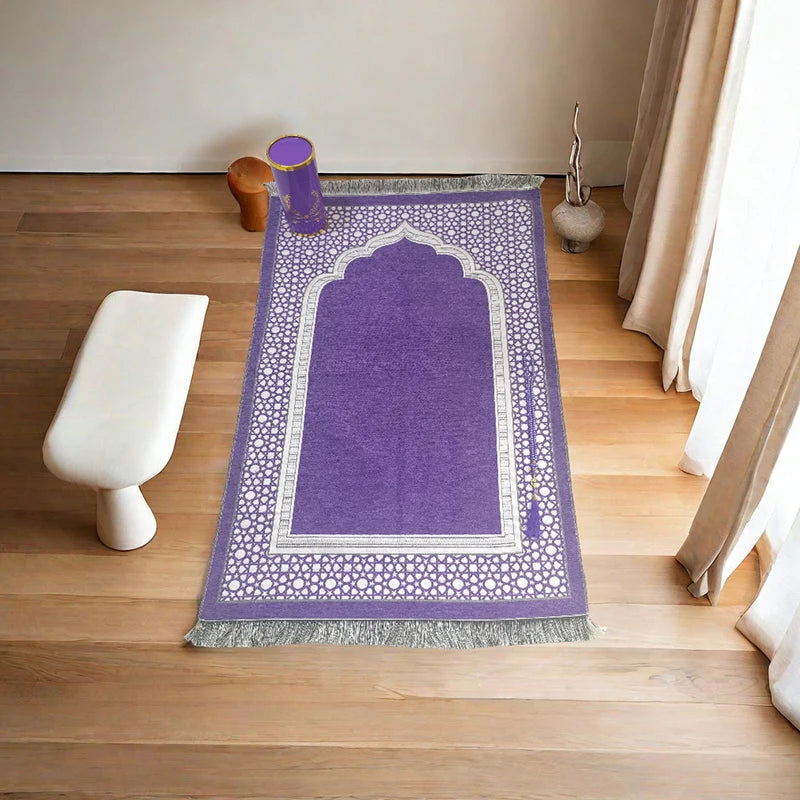 1set Islamic Prayer Mat With Rosary Beads Muslim The Spire Pattern Ramadan Prayer Mats Portable Travel Muslim Prayer Rugs Gift