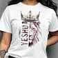 YESHUA Lion with Crown Graphic T-Shirt, Christian Religious Casual Tee, Faith Inspired Top  Women Clothes Y2k Top  T-shirts