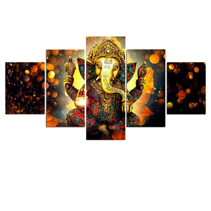 Hindu God Ganesha Elephant Canvas Painting Bedroom 5 Pieces Canvas Poster Living Room Art Prints Wall Pictures Home Decor