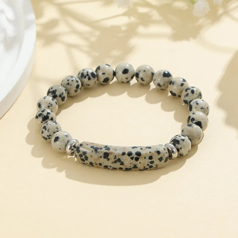 1pc Healing Handmade Stone Bracelet Turquoise Natural Malachite Gemstone Crystal Rough Bracelet Body Energy Yoga