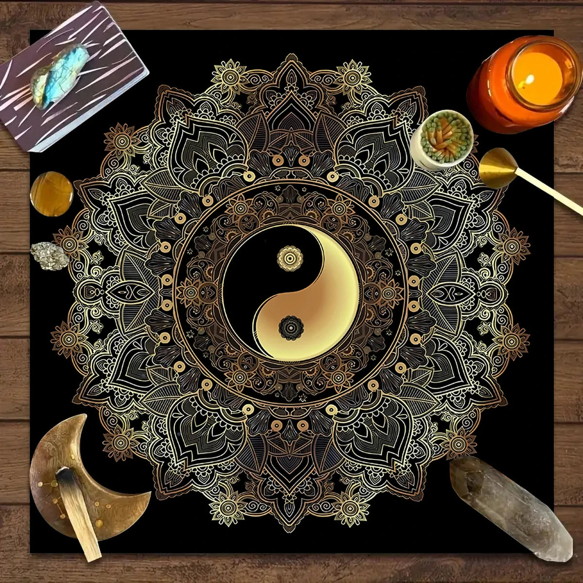 1pc Tarot card tablecloth, mysterious rune astrology altar cloth, witchcraft cabin decoration tablecloth, card game tablecloth