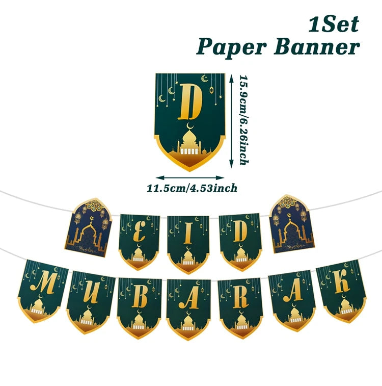 Umrah Mubarak Banners EID Mubarak Decoration 2025 for Home Bunting Banner Ramadan Kareem Islamic Muslim Party Eid Al Adha Gifts