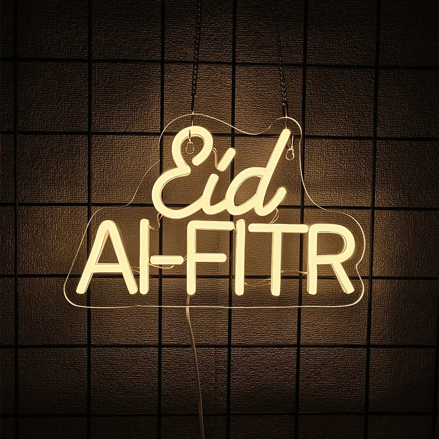 Eid Mubarak Led Neon Sign, Warm White Letter Icon, Suitable For Home And Bedroom Decor, Usb Powered, Ramadan Party Gifts.