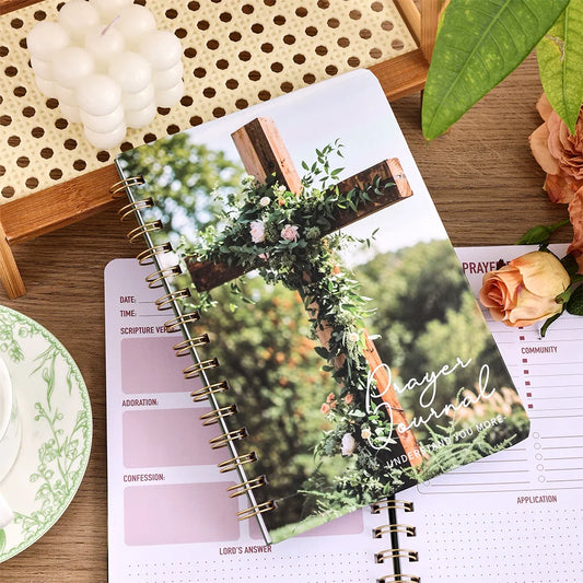 48 Sheets Cross Prayer Notebook Guided Devotional Journal with Bible Study Pages Elegant Religious Accessory for Christian