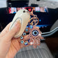 Diamond-studded blue eye keychain pendant creative evil eye shaped bag accessory car keychain
