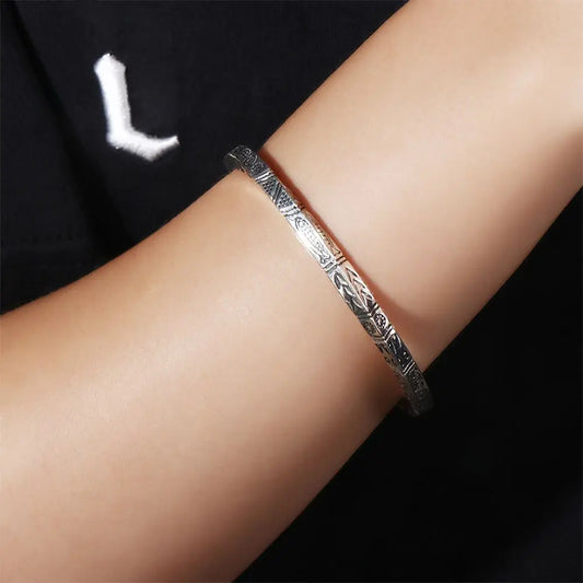 Opening Design Vintage Carved Totem Bracelet Adjustable Silver Twist Armband Cuff Open Bracelet Mobius High Quality