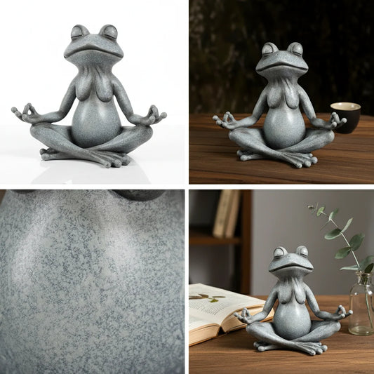 VILEAD Original Design Meditating Frog Sage Resin Zen Artistic Figurine Decorative Garden Statue Home Office Desk Decor