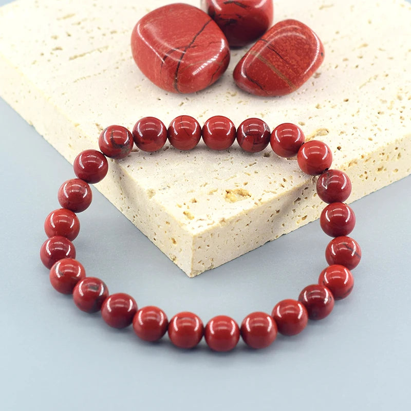 Natural Stone Real Red Jasper Prayer Bead Bracelet Women Men Rosary Stretch Elastic Bracelets Yoga Meditation Jewelry Wholesale