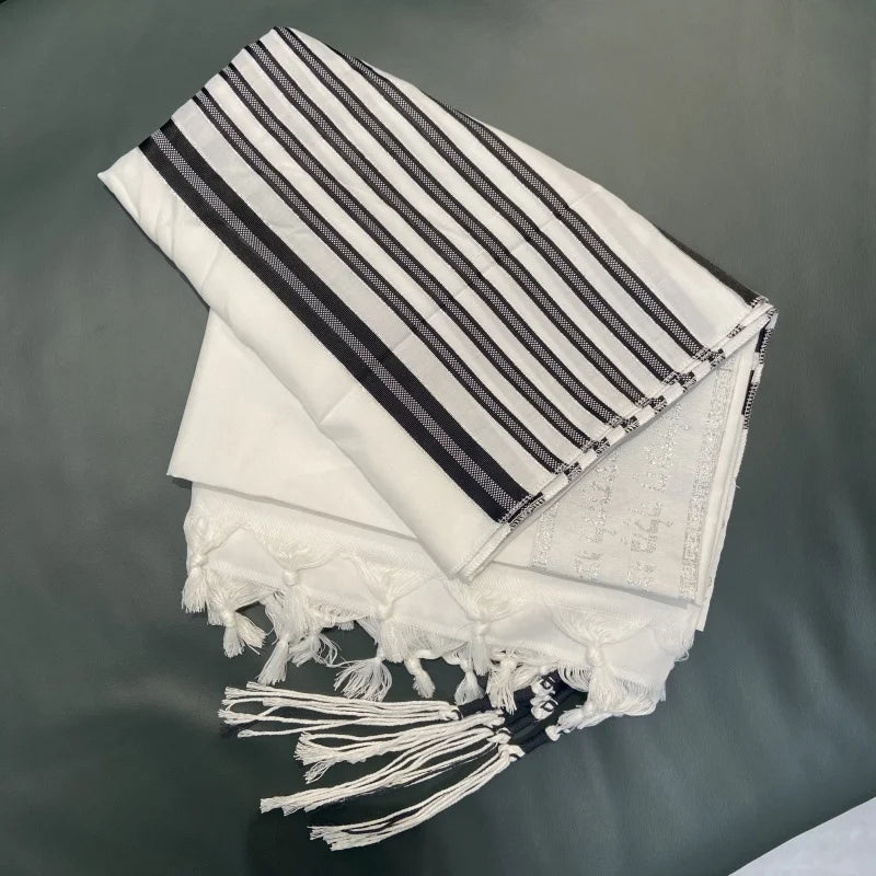 Tallit Prayer Shawl Stripes Magen David Atarah Neck Band Hebrew Decorative Elements with Tzitzit Talit Tallis Talis 140x190cm