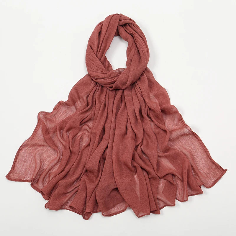 New Crinkle Rayon Hijab For Women Muslim Scarf Long Shawls Solid Islamic Turban Headband Heascarf Wraps Ramandan Headband