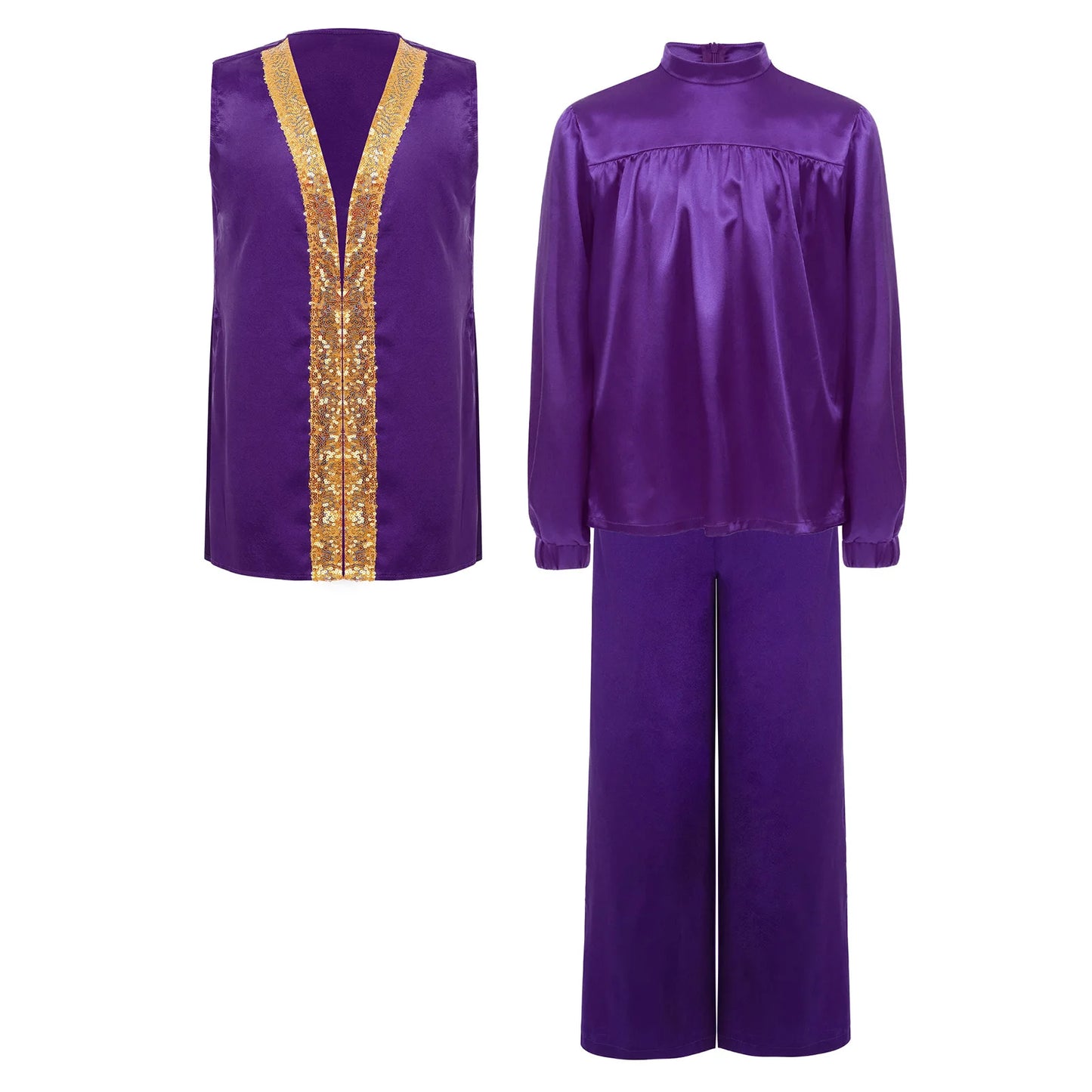 Boys Girls Church Choir Worship Praise Dance Outfit Long Sleeve Top+Robe+Pants Halloween Christian Pastor Priest Cosplay Costume